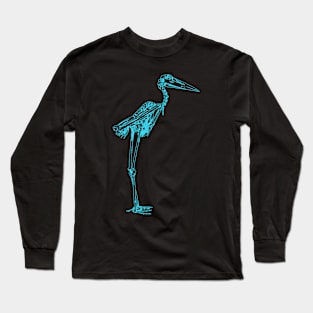 Stork Skeleton Blue Long Sleeve T-Shirt